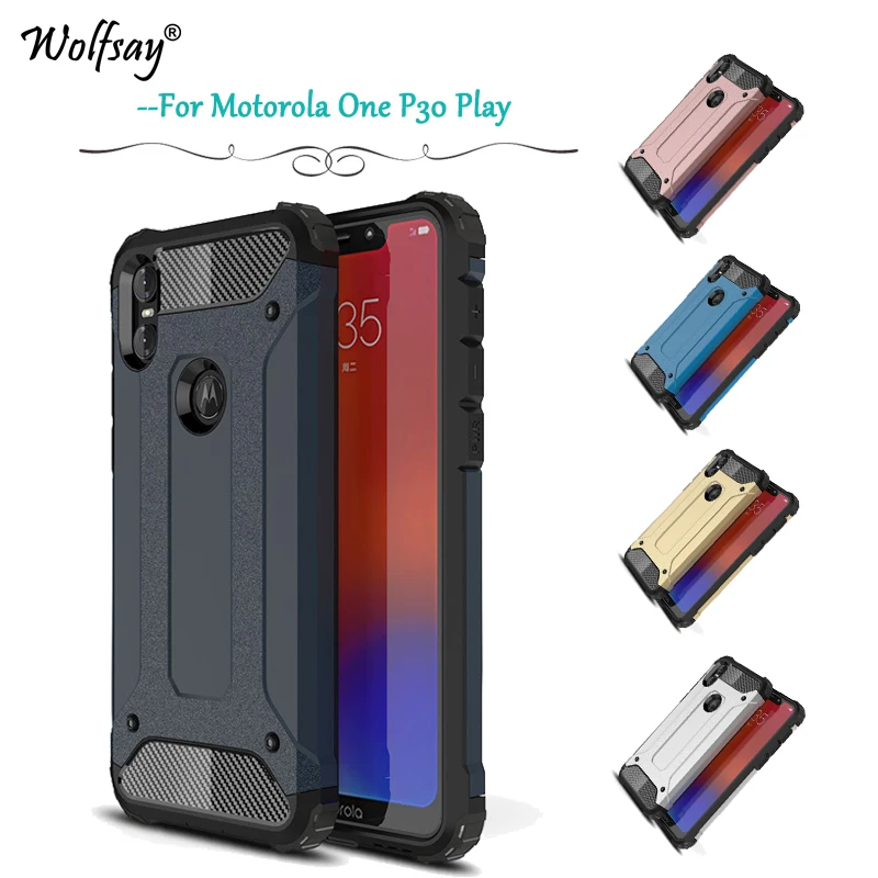 

For Motorola One Case Shockproof Armor Rubber Hard PC Phone Case For Motorola One Back Cover For Motorola Moto P30 Play Fundas *