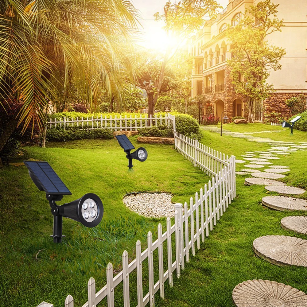 Jardim ao ar Luz para Paisagismo T-sunrise Pacote Solar Spotlight Livre Iluminação Powered Terra ou Parede Montar Opções 2 7led 14 ao ar livre iluminação solar powered luz