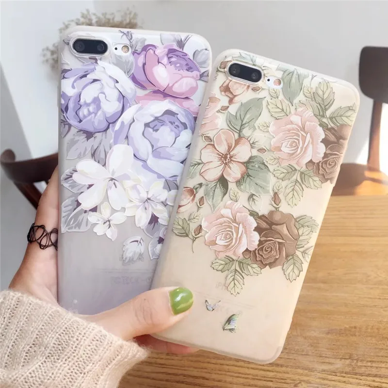 Розовый матовый чехол для iPhone 6 6S 6/7/8 Plus с изображением птичек вишни и биоссомов