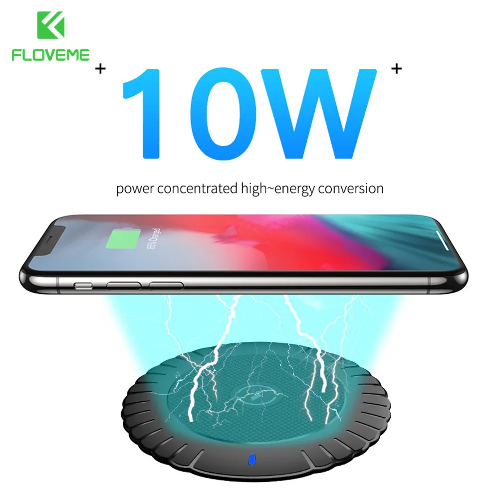 

FLOVEME 10W Qi Wireless Charger for iPhone X Xs MAX XR 8 plus Fast Charging for Samsung S9 S8 Note 9 10 S10 5G Dock Charger Pad