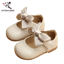 HITOMAGIC детская обувь для девочек детские кожаные туфли принцессы для девочек обувь розовый мягкий с бантом новорожденных бренд День рождения