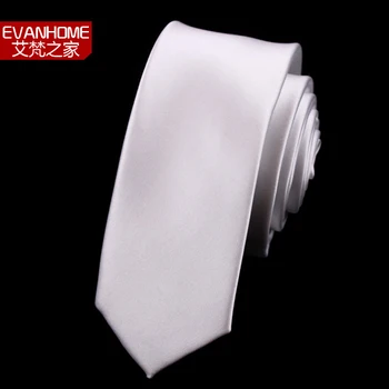 

High Quality 2019 New Arrivals Fashion Silk Ties for Men Solid Color Brands Necktie Men's Ties Casual Necktie 5cm Slim Tie White