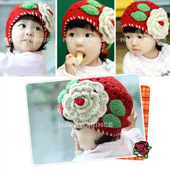

Christmas Wool Cap Baby Hats Wholesale Handmade Little Red Riding Hood Baby Bonnet Photography Props Cap 0-3 months