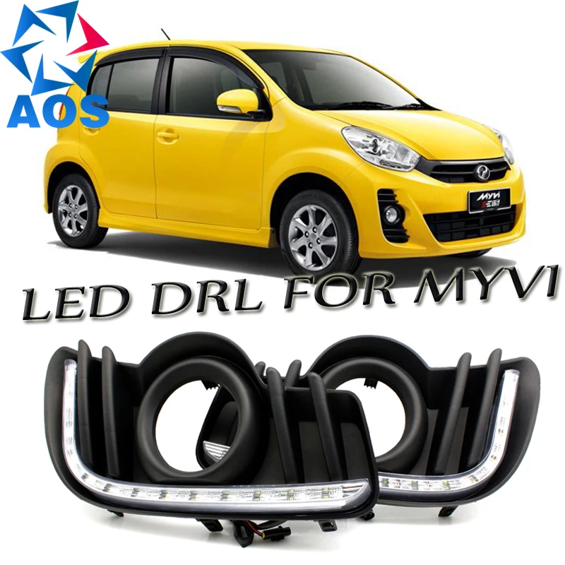 

2PCs/set DRL LED Lamp waterproof Daylight drl Daytime Running lights For Perodua MYVI 2013 2014