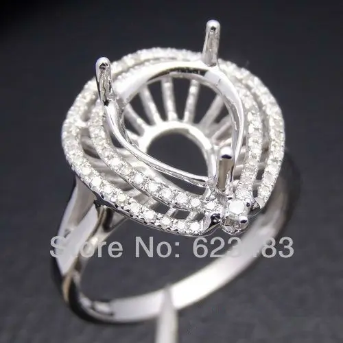 

8x11mm Pear 14kt White Gold . Engagement Wedding Semi Mount Ring