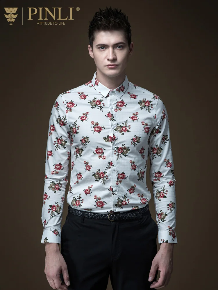

Camisa Social Masculina Pinli Product Made The New Spring Hot Men's Cultivate Morality Printing Long Sleeve Shirt B191313164