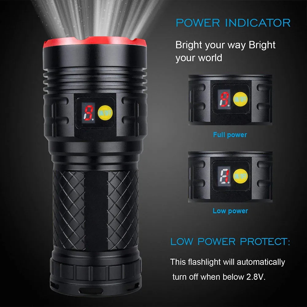 

39000 Lumens SupwildFire 18 x XM-L T6 LED Power Digital Display Hunting Flashligt Camping Waterproof Rechargeable #3N19