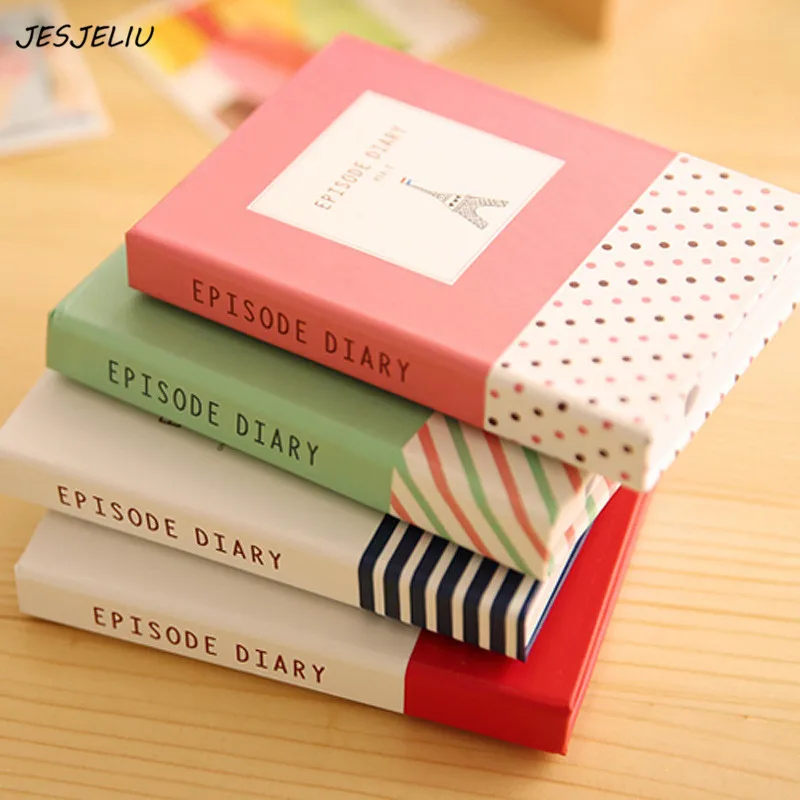 Hard Cover Mini Notebook Episode Diary Book dual Memo Pad Sticky Notes