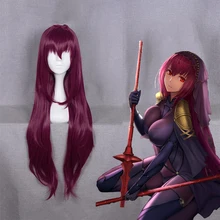 Японская игра Fate Grand заказ косплей парик FGO костюм аксессуары Scathach Косплей длинный красный винный прямой парик для женщин Fate