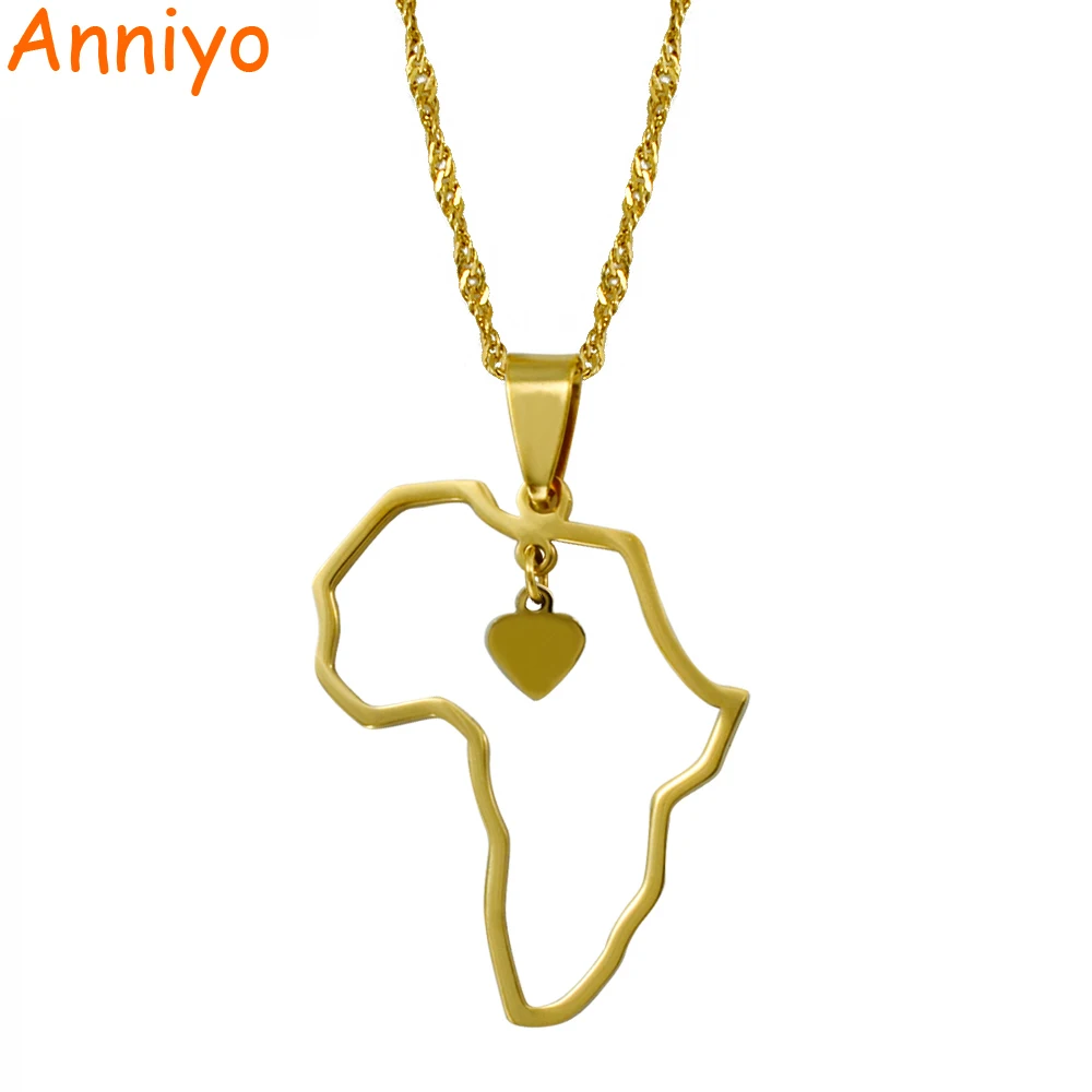 Buy Anniyo Gold Color Africa Map Pendant Necklaces