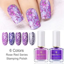 BORN PRETTY 1 флакон 6 мл Лак для стемпинга Розовый Красный Фиолетовый Цвета Nail Art Печать Рисунка лак для ногтей