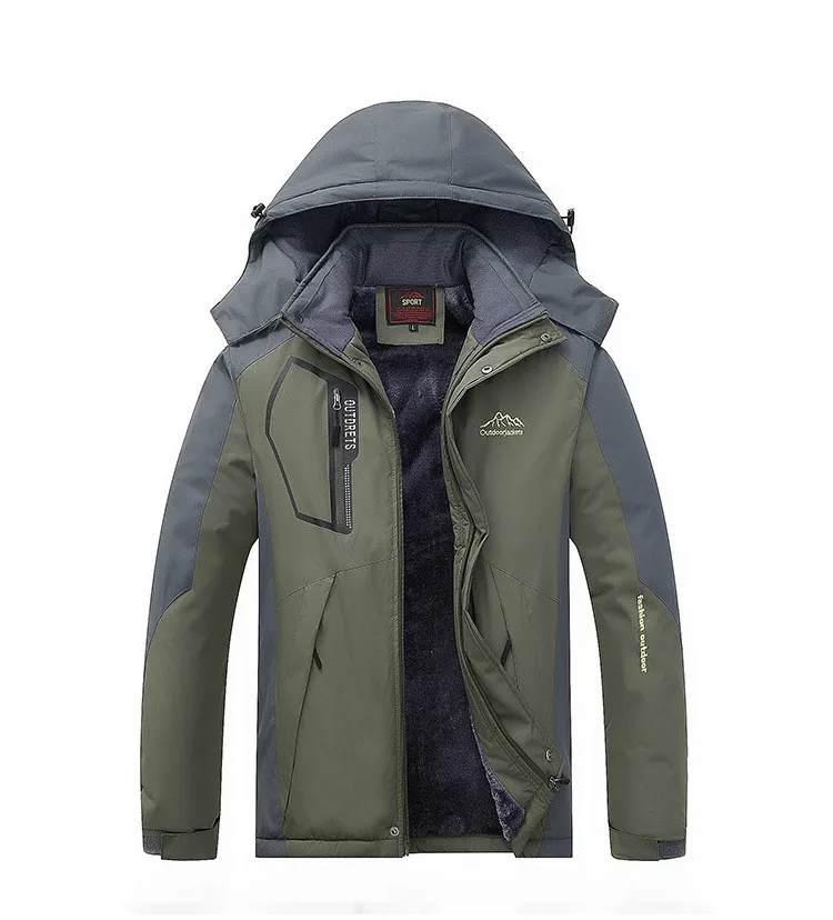 new men's assault clothing, windproof, waterproof, warm, and velvet inner climbing suit, L-8XL