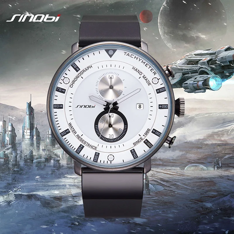 Prix pour Sinobi mens montres chronographe top marque 2017 de luxe ultra mince grand noir horloge étanche en caoutchouc sport homme quartz montre-bracelet Prix pour Sinobi mens montres chronographe top marque 2017 de luxe ultra mince grand noir horloge étanche en caoutchouc sport homme quartz montre-bracelet