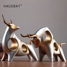Creative Cattle Statue Home Decor Living Room Sculpture Grapevine Wine Cabinet Ornament Crafts Abstract Animal Figurine D023