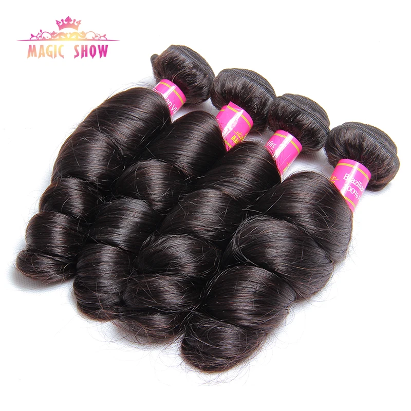 

7A unprocessed brazilian virgin loose wave hair extension 400g lot natural black brazilian loose wave virgin hair 4 bundles soft