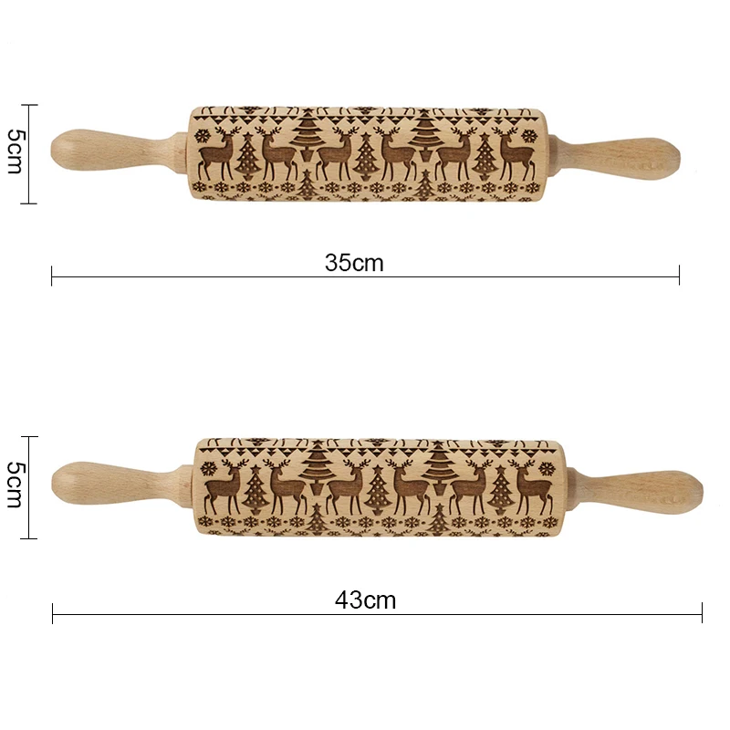 AIEE Рождественский олень деревянная Скалка тиснение выпечки печенье лапша печенье, фондан, пирог тесто узорчатый ролик Снежинка