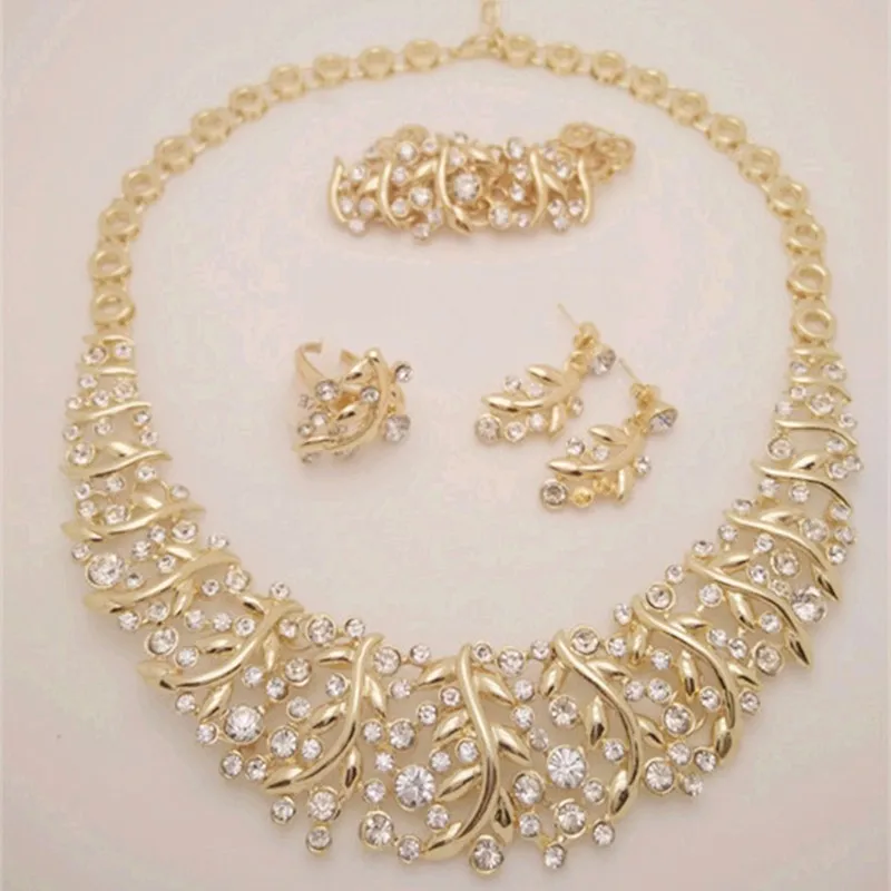 Fashion High Quality Dubai Gold-color Jewelry Sets Nigerian Wedding African Beads for women party Gift African Beads Jewelry