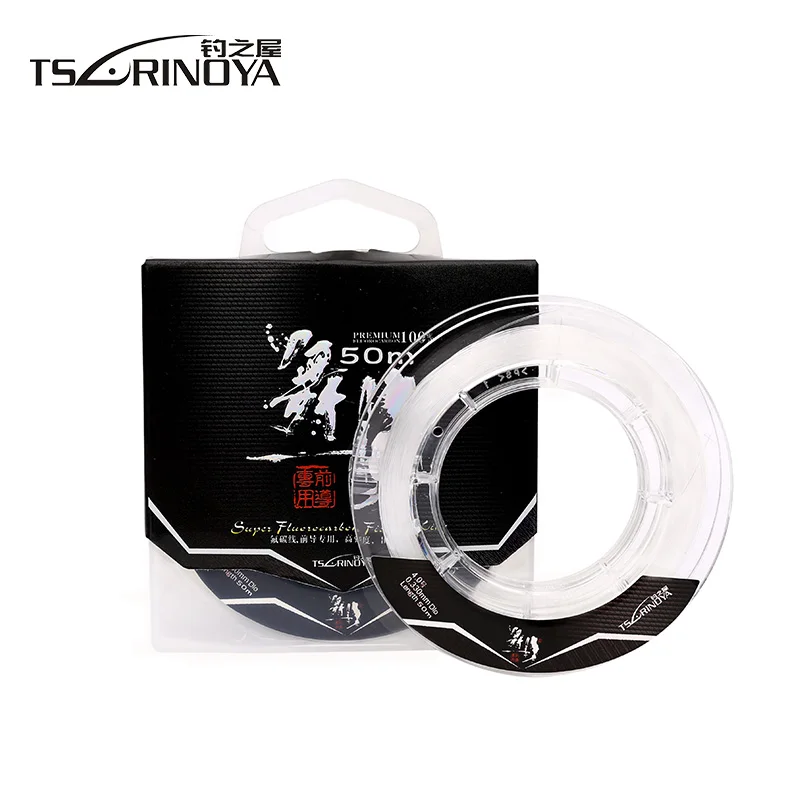 

TSURINOYA 50M Fluorocarbon Front Traverse Fishing Line Transparent High Abrasion Monofilament Fishing Wire Carp Linha De Pesca