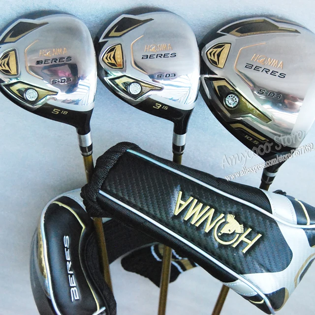Best price at $333 Cheap New mens Golf Clubs HONMA S-03 3 Star Golf wood Set driver+3/5Fairway Woods Graphite Golf shaft wood headcover Free shipping