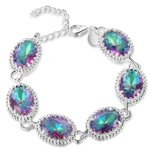 Кристалл Свадебный браслет Роскошный посеребренный звено цепи Свадебный браслет женский браслет вечернее платье квадратный