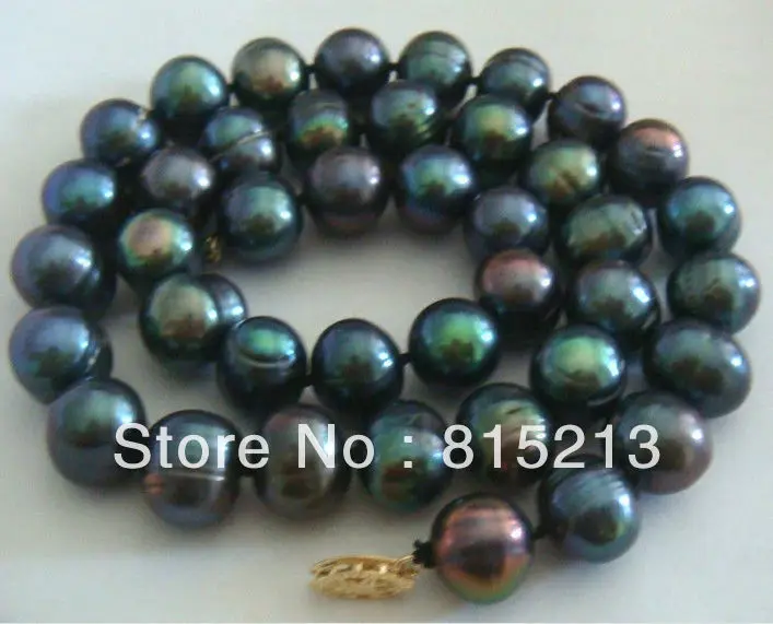 

ddh001635 HUGE 18"11-13MM NATURAL TAHITIAN GENUINE BLACK PEACOCK BLUE PEARL NECKLACE