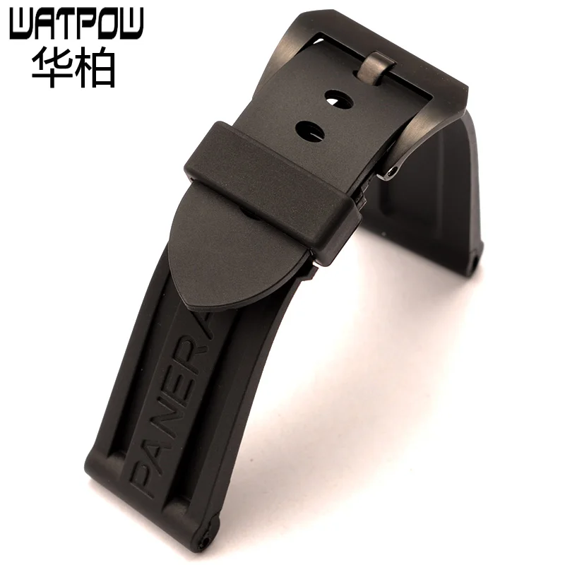 

24mm Silicone watchband orange black Metal button For Panerai 111386 LUMINOR PAM 00024 watch strap Waterproof diving direct deal