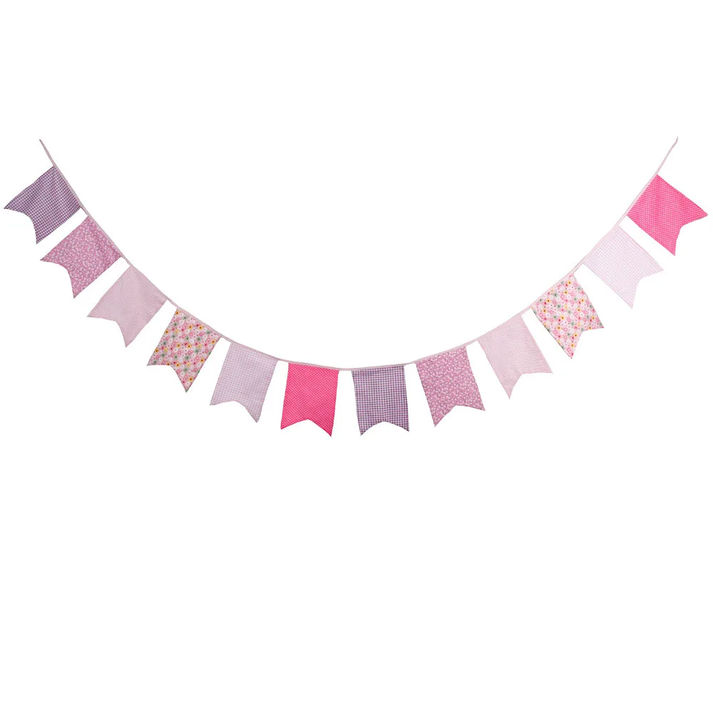 1pcs 3 1m beautiful pink cotton bunting banners girl banner pink