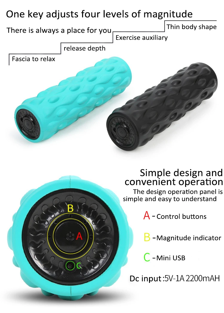 Массаж мышц Терапия Йога ролик фитнес Электрический йога массаж Вибрационный пенный ролик