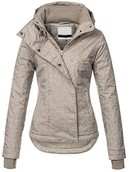 

Women Jackets Casual Winter Warm OL Ladies Plus Size Slim Hooded Zipper Solid Pocket Coats Female Fashion Tops Blue Overcoats