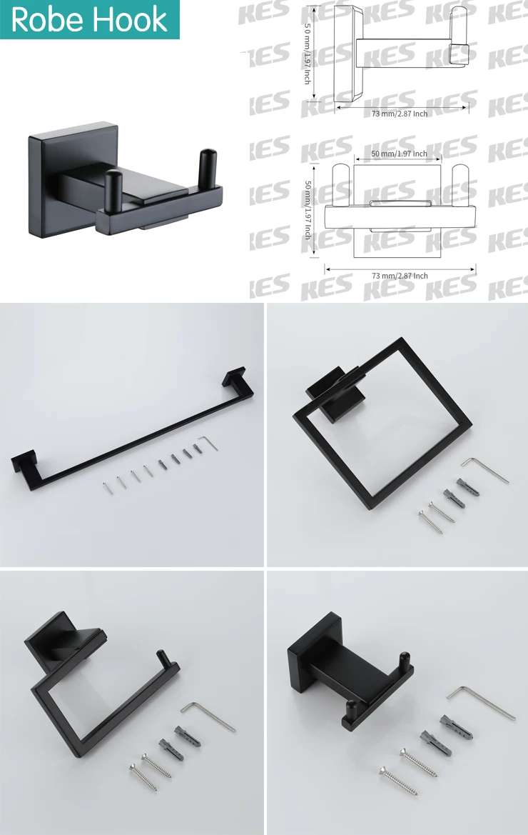 Kes 4 частей Ванная комната набор аксессуаров настенное крепление sus 304 Нержавеющая сталь матовый черный, la24bk-42