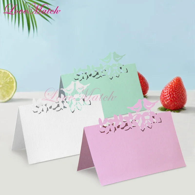 

40pcs Laser Cut Bird Leaves Table Name Place Card Wedding Party Table Name Card Party Decoration and Supplies Wedding Favors