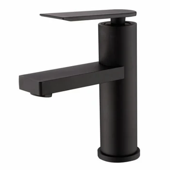 

MTTUZK Solid Brass Brushed Gold Bathroom Basin Faucet Cold Hot Sink Mixer Tap Deck Mounted Round Water Faucet Black Crane