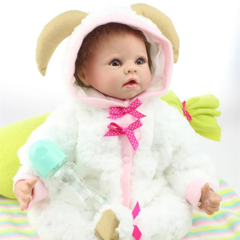 50 55CM NPK Dolls Lifelike Silicone Reborn Baby Dolls With Baby Sheep Clothes Lovely Alive Cheap