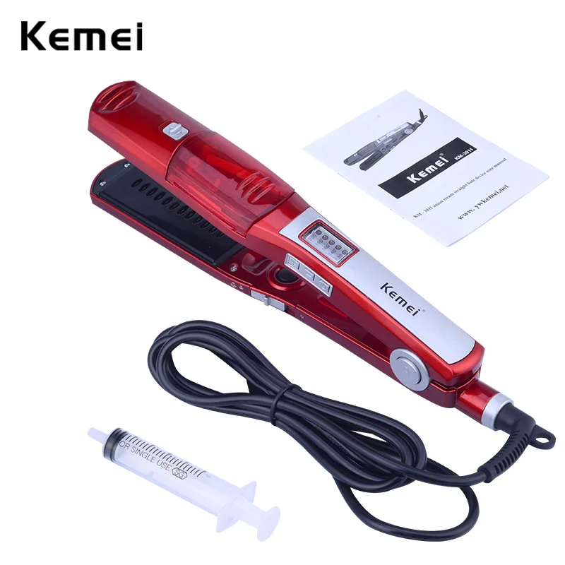 Kemei 110-240 в профессиональные электрические паровые выпрямители Автоматическая Паровая расческа керамическая нагревательная пластина быстрый выпрямитель для волос