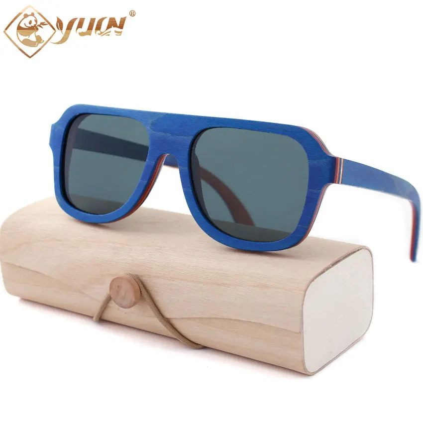 Blue frame G15 lens Горячая Распродажа, большие солнцезащитные очки для мужчин и женщин, скейтборд, деревянные поляризационные Модные солнцезащитные очки 9108 - Цвет линз: Blue frame G15 lens