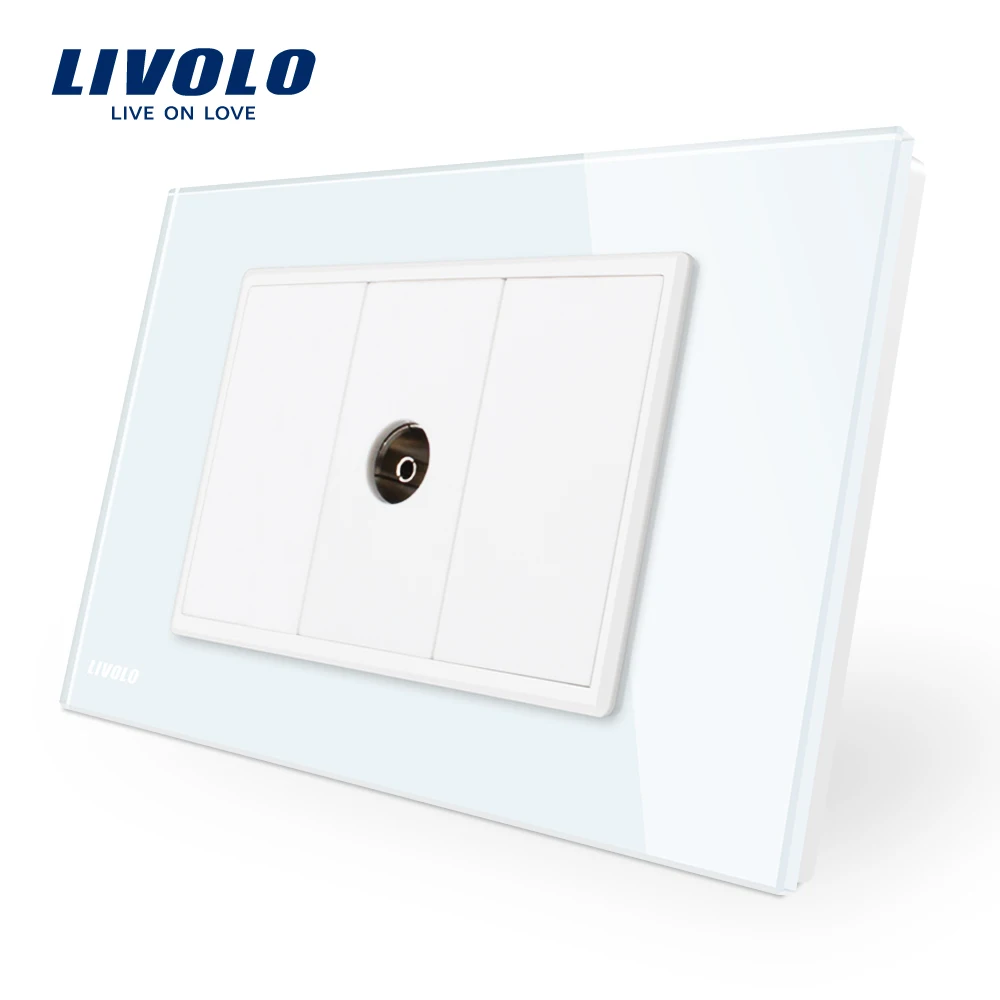 Livolo AU/US СТАНДАРТ класса люкс одна банда ТВ Розетка с белым жемчугом Хрустальное
