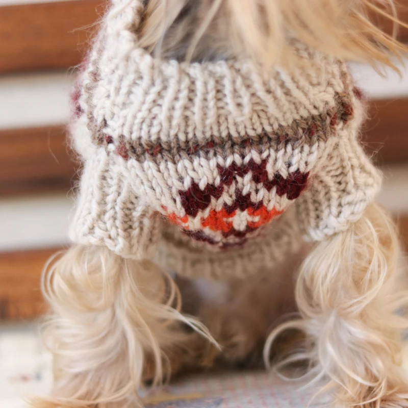 Высококачественные трикотажные жаккардовые свитера ручной работы, толстовки, одежда для собак кошек, одежда для домашних животных, одежда для собак на осень и зиму