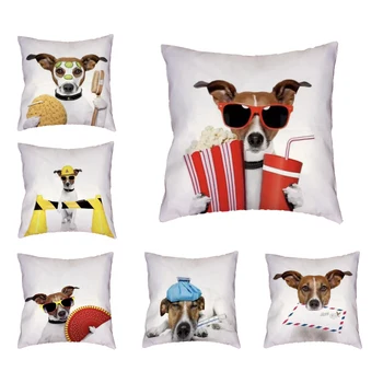 

Promotional Personality Puppy Style Pattern Cushion Set Polyester Peach Skin Envelope Phone Pillowcase Furniture Sofa Decoration