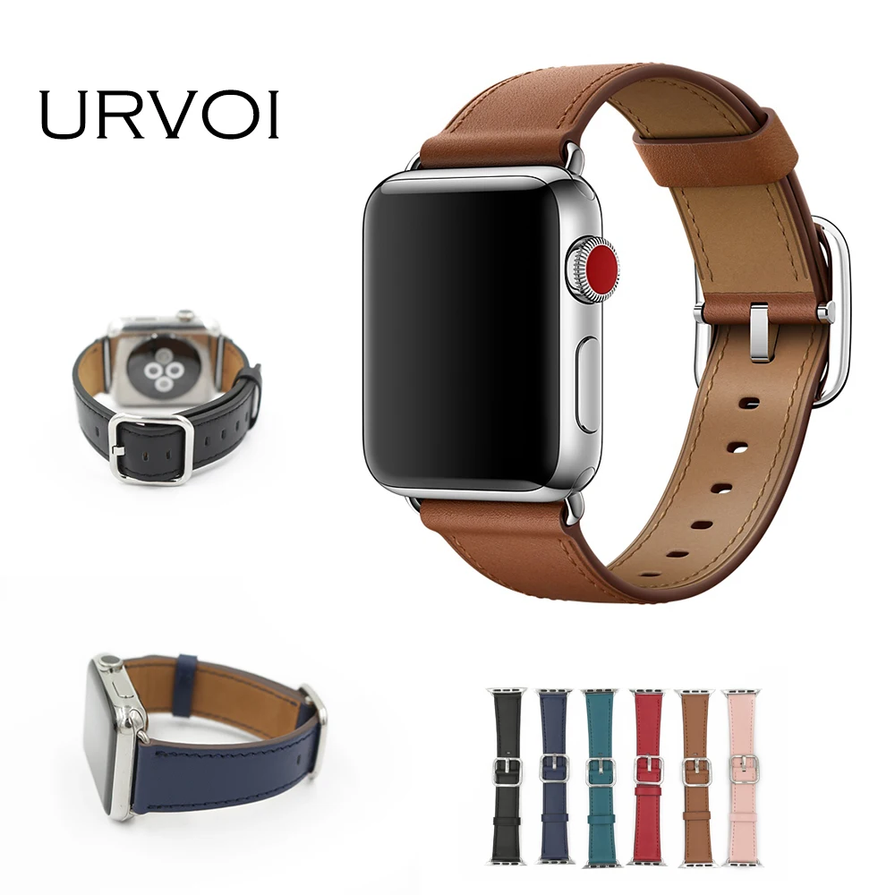 URVOI классический ремешок с пряжкой для Apple Watch series 5 4 3 2 1 ремешок для iwatch телячья кожа с квадратной пряжкой современный дизайн GEN.2