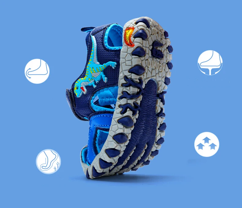 Children Rubber Closed Toe Sandals 2019 Summer Sandals Boys Fashion Kids Casual Sports Sandals 3D Dinosaur Shoe