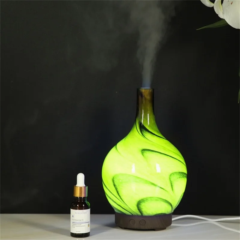 

Electric Air Humidifier 120ml Green gray deep wood base Ultrasonic Aromatherapy Diffuser Diffuser Aroma Treatment Air Humidifier