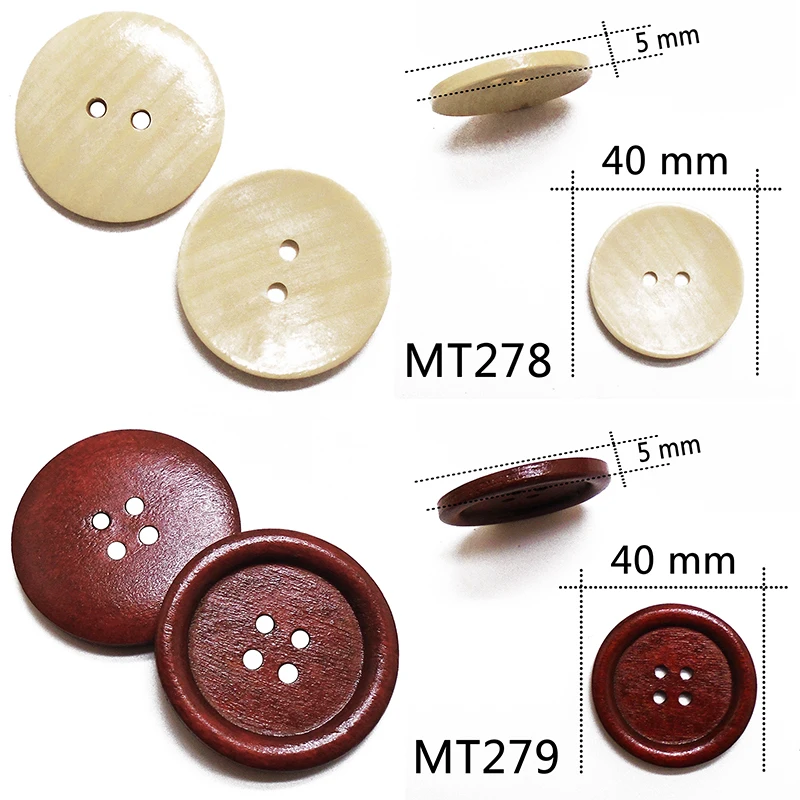 ZIEENE 2 шт-20 шт Хит 40 мм 45 мм большие натуральные деревянные круглые огромные деревянные пуговицы для шитья скрапбукинга для пальто ручной работы 2 и 4 отверстия