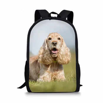

ThiKin Cute Spaniel Dog School Bags For Teenager Boys Girls Children Backpack Women Laptop Kid Book Bag Back To School