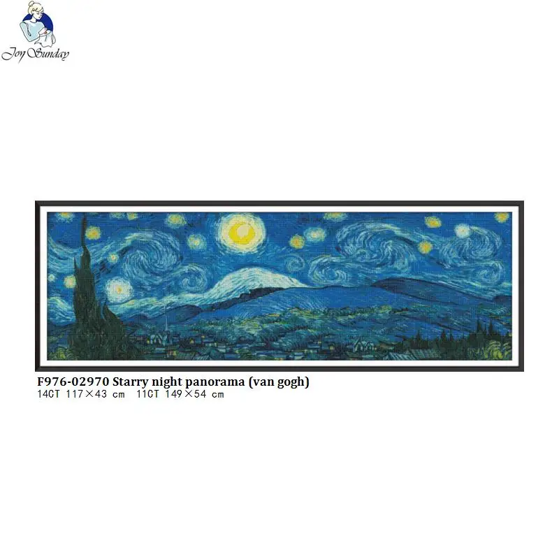 

Joysunday Starry Night Panorama (van gogh)11CT Printed Fabric 14CT Canvas DMC DIY Hand Cross-stitch Large Living Room Decoration