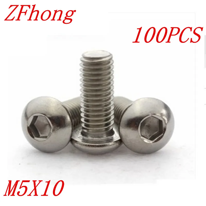 

100pcs iso7380 Stainless steel 304 M5*10 hex hexagon socket button head machine screw