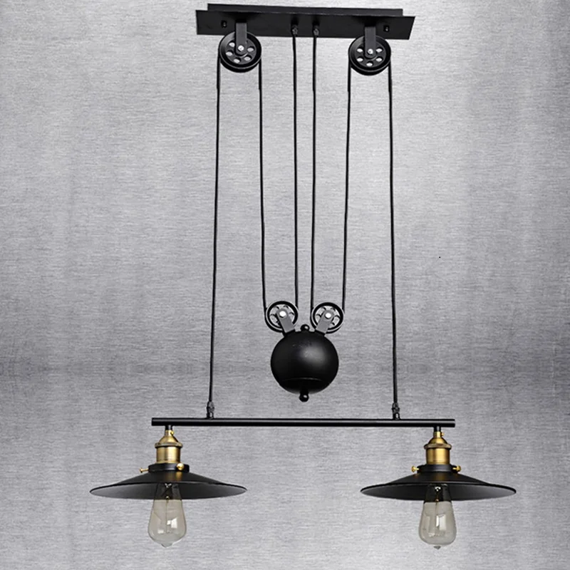 Loft Black Iron Pulley Pendant Light without Mirror Home Decoration font b Bar b font font