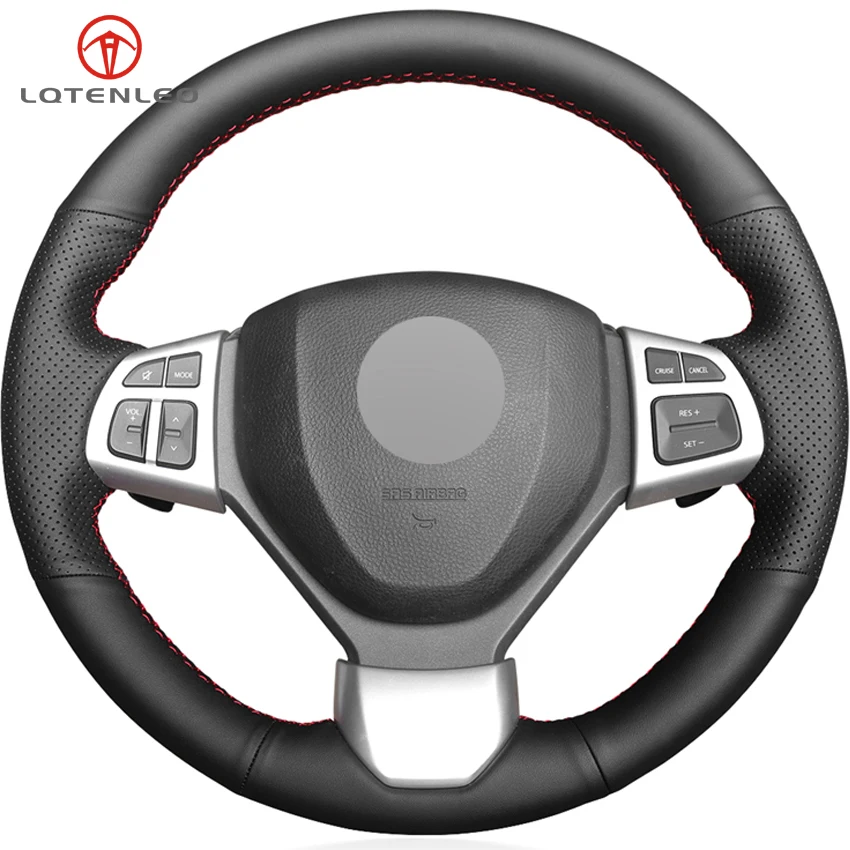 LQTENLEO Black Genuine Leather DIY Car Steering Wheel Cover For Suzuki