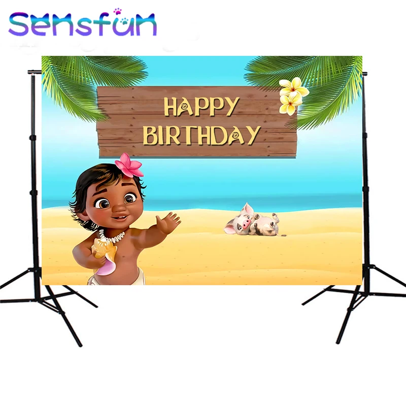 

sxy933 Sensfun Baby Moana Vaiana Blue Sea View Birthday Custom Photo Background Studio Backdrop Vinyl 220cm x 150cm