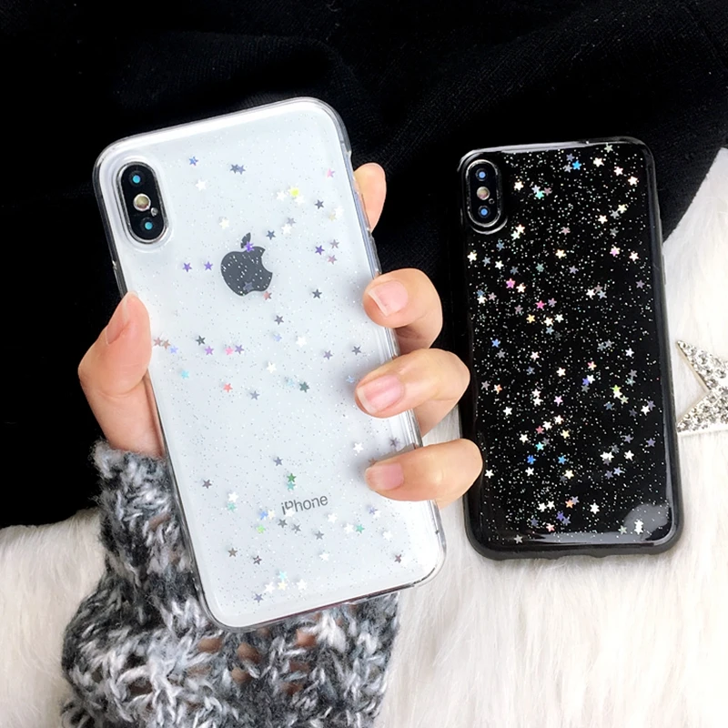 

For iphone 7 8 plus iphone 6s 6 plus 5 5s SE Case Cute Glitter Star Soft Silicon Clear Cover Cases for iphone Xs Max XR X Coque