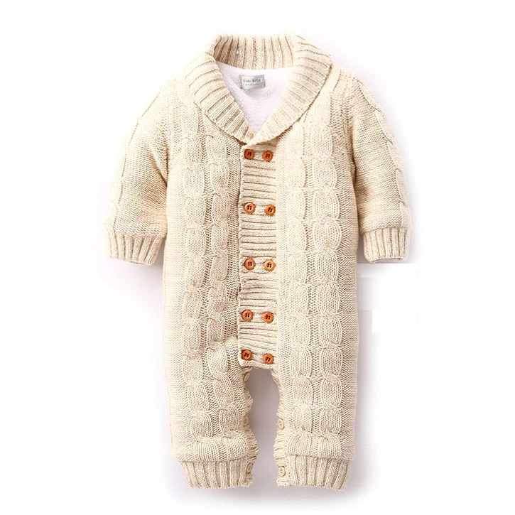 Wool Blend Newborn Kids Romper Warm Knit Sweater Long Sleeve Infant Jumpsuit
